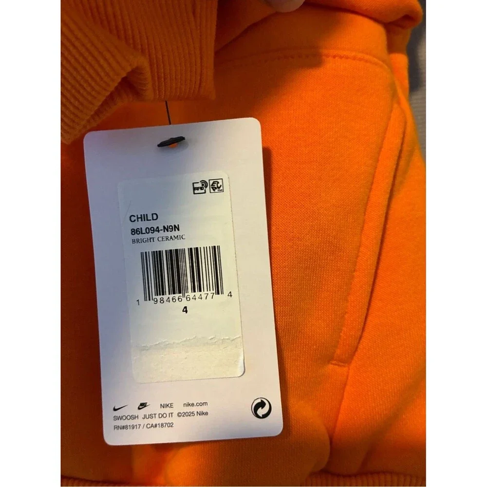 Club Fleece Sportswear Pullover Hoodie orange, size 4 new